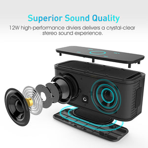 Portable Bluetooth Speaker Touch Control Wireless Stereo With Built-in Mic